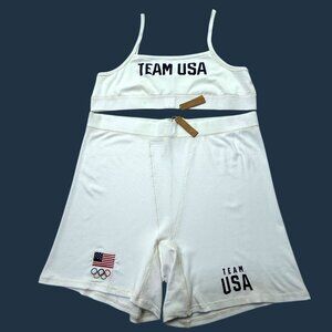 SKIMS Soft Lounge Bralette + Boxer Short Set Team USA White 4X